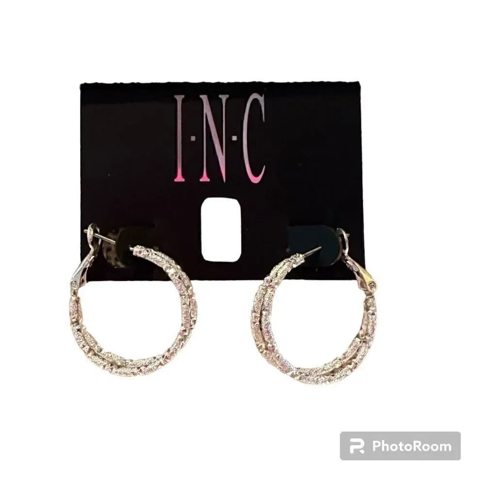 INC International Concepts silver hoop earrings NWOT